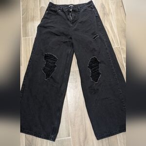 Hot Topic Black Distressed Flare Jeans